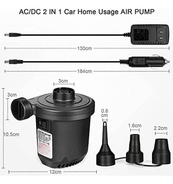 Bomba De Aire Para Inflables, Bomba De Colchón De Aire Eléct 1