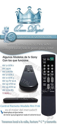 Control Remoto Tv Para Sony Trinitron Control Tv Rm-y116 1