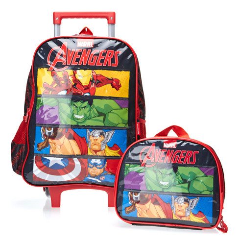 Kit Mochila De Rodinha Avengers Com Lancheira Luxcel 0