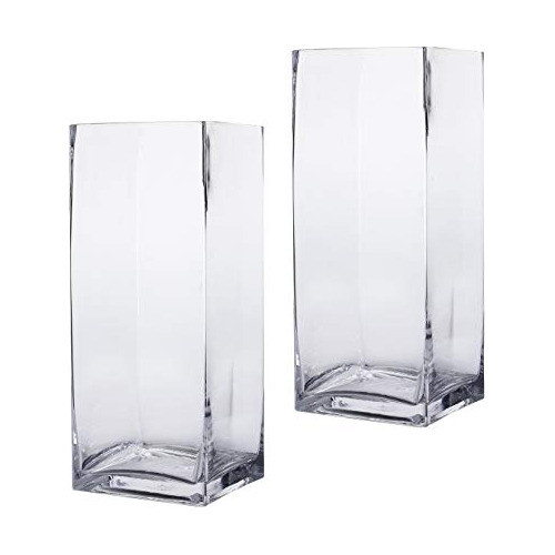 Kmwares 2pcs Set 4.9  X11.8  Florero Cuadrado Alto Decorativ 0