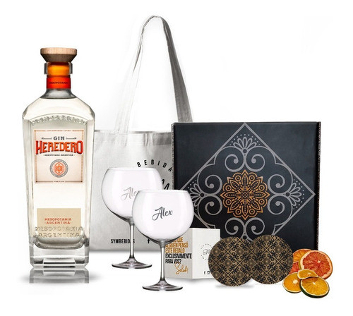 Kit Regalo Gin Heredero Mandarina + 2 Copas Transparentes 0
