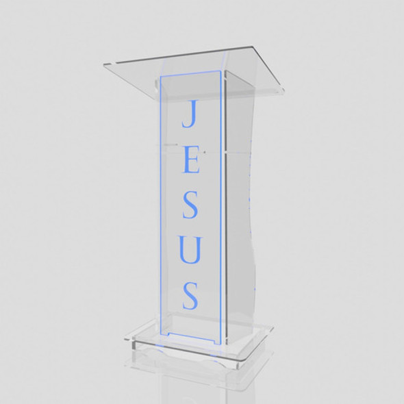 Púlpito Em Acrílico Igreja Com Gravação Jesus E Led Grátis 0