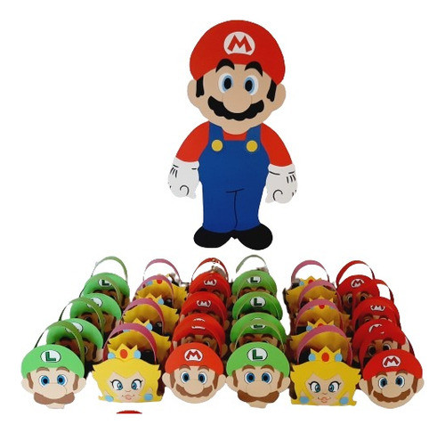 Combo Cumpleaños Mario Bros Piñata + 35 Bolsitas  G Eva 0