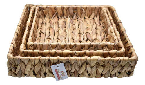 Set X3 Bandejas Fibras Naturales Rectangular Organización 1