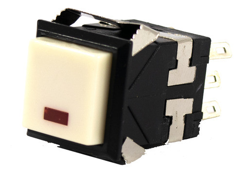 Interruptor Pulsador Cuadrado 19mm Blanco Led Rojo 0