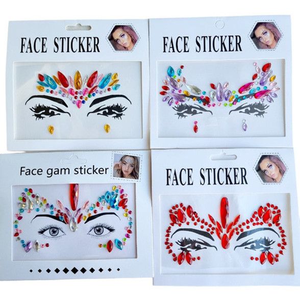 Strass Gemas Autoadhesivas Para La Cara Ideal Fiestas X 16un 0