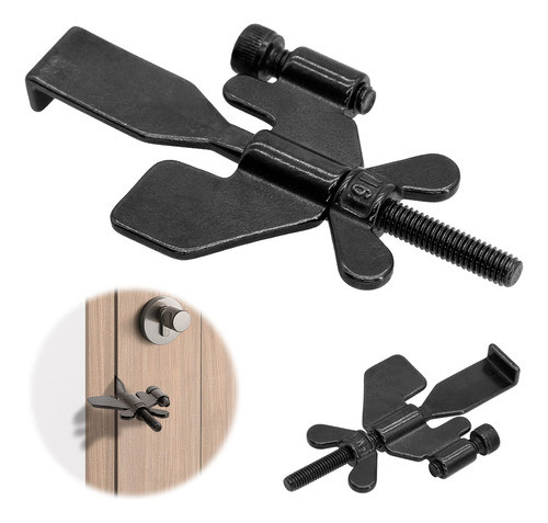 Cerradura De Puerta Portatil Pestillo De Bolsillo Negro 0