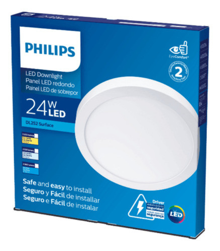 Lampara Plafon Circular De Aplicar 24w 6500°k Led Philips 0