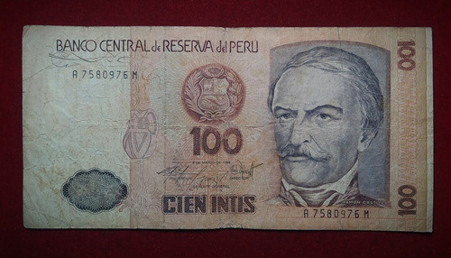 Billete 100 Intis Perú 1986 Pick 132 B Oferta 0