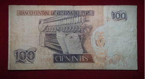 Billete 100 Intis Perú 1986 Pick 132 B Oferta 1