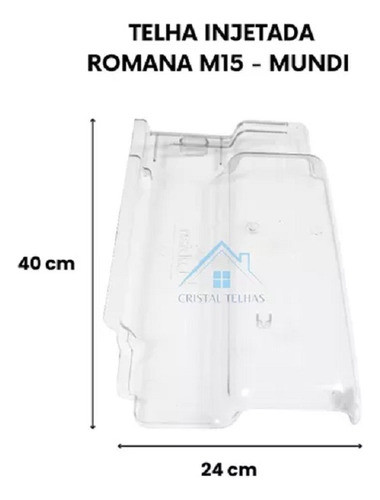 Kit 15 Romana Reta M15 Mundi Transparente Injetada 40x24cm 1