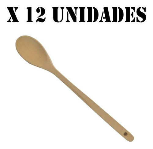Cuchara X12 Remo De Madera 25 Cm Para Cocina Olla Sarten- 0