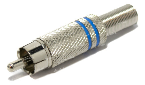 Ficha Conector Plug Rca Macho Azul Metalico Con Resorte X1 0