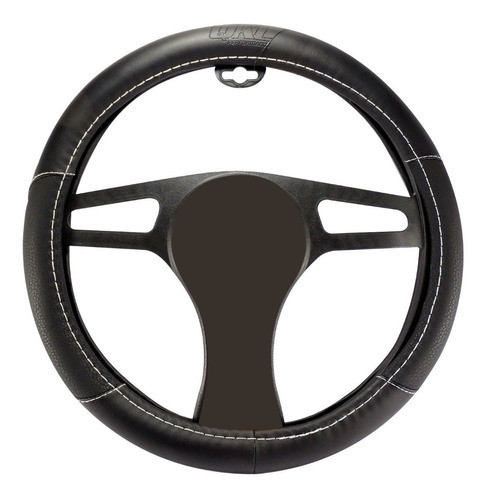 Cubre Volante Negro Con Costura Blanca 0