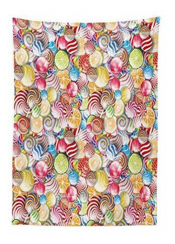 Mantel De Colores Ambesonne, Caramelos De Azúcar En Espiral 1