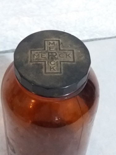 Antiguo Vintage Frasco Vidrio Ocre Farmacia 10x20cm 1