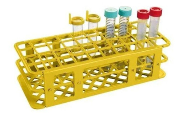 Estante Rack Plastico P/ 90 Tubos De Ensaio 13mm Amarela 0