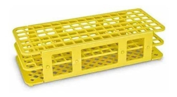 Estante Rack Plastico P/ 90 Tubos De Ensaio 13mm Amarela 1