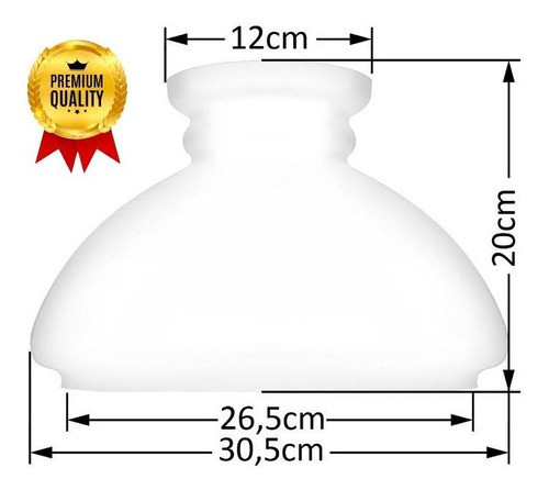 Cúpula De Vidro 26,5 Cm Fosca Lapidada Para Luminária Abajur 1