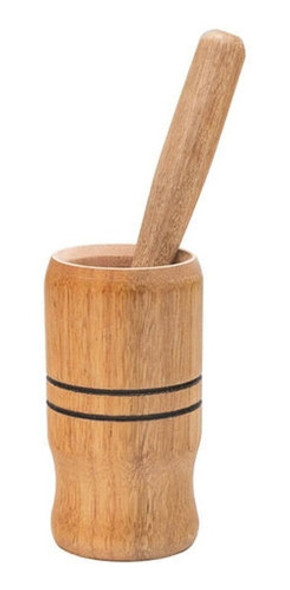 Socador Pilão Alho Bastão Madeira Manual Temperos Pimenta 1