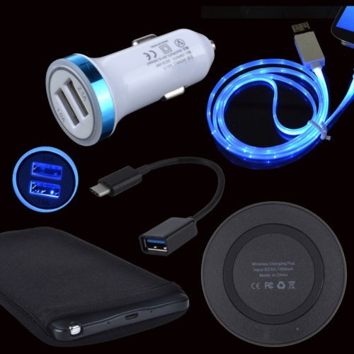Qi Almohadilla Coche Otg Led Cable Funda Caso De Cargador Pa 0