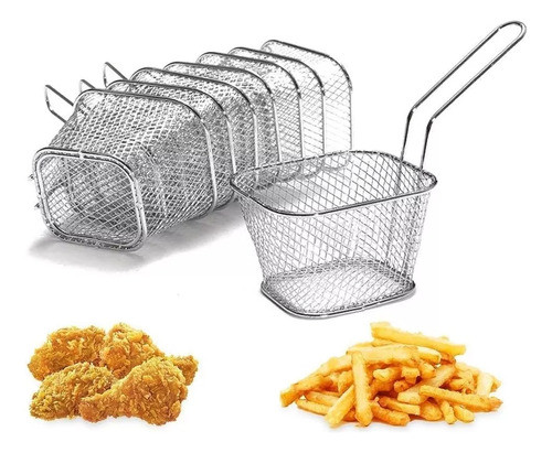 Mini Cesta De Fritadeira De Aço Inoxidável Chip French Fries 0