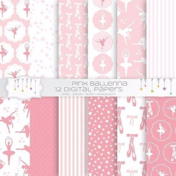 Kit Imprimible   Bailarina Pink  - 12 Fondos    Ver Promo 0