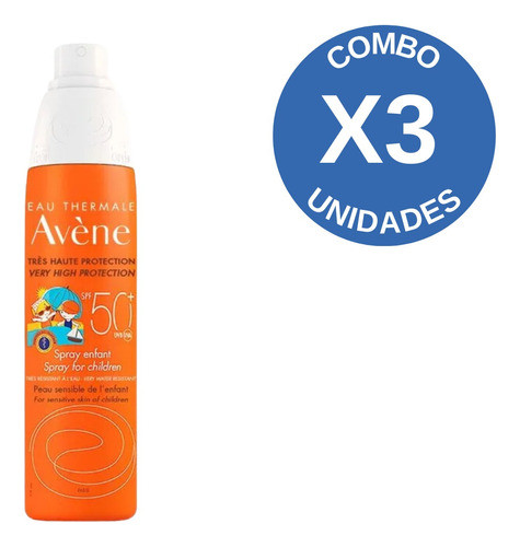 Combo X3 Avene Protector Solar Niños Spray Spf 50+ 200ml 1