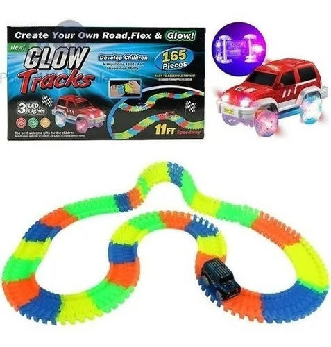 Pista Flexible Auto Glow Track  Luces Led 165 Piezas   10667 0