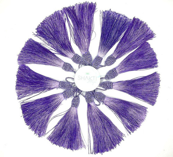 Kit 100 Franjas Tassel Lilás Para Artesanato 9cm Poliester 0