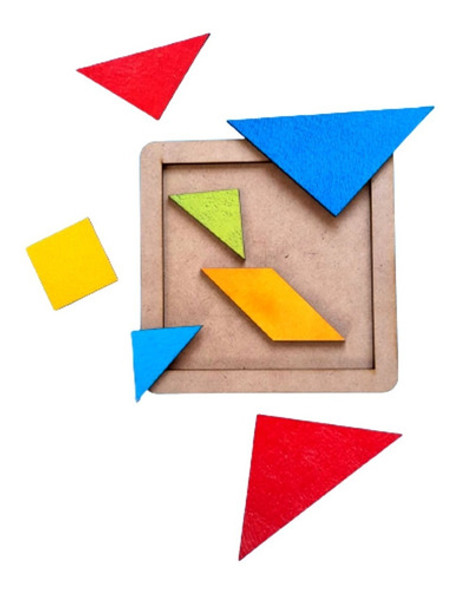 Rompecabezas Tangram Juego Ingenio Didactico Madera Colores 1
