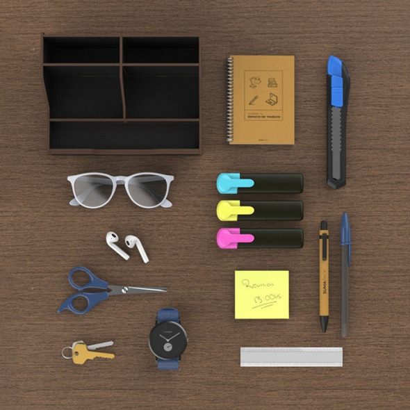 Organizador Escritorio Porta Celular Lapicero Madera Diseño 1