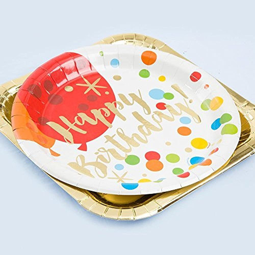 Papel De Aluminio Brillante Arco Iris Feliz Cumpleaños Plat 1