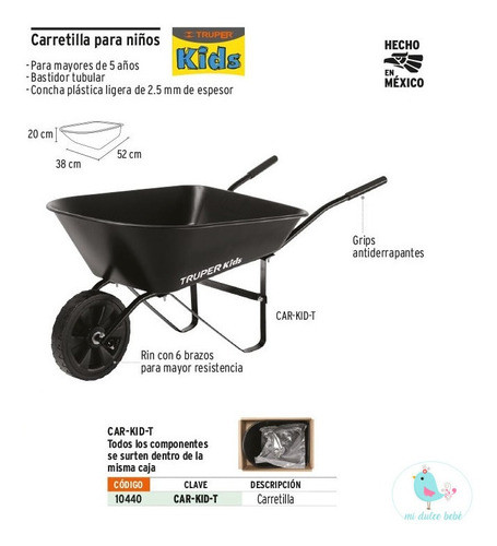 Carretilla Niño Juguete En Acero Truper Cat-kid-t 1