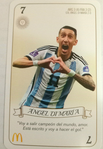 Cartas Panini Coleccion Mcdonald's Angel Di Maria 7 De Oro 0