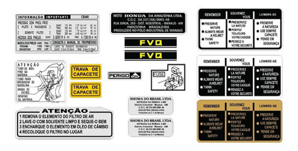Cb 400 - 1981 - Adesivos De Advertência - Honda - F Grátis 0