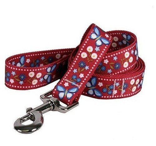 Diseño De Perro Amarillo Festivo Mariposa Rojo Correa Del P 0