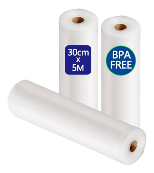 4 Rolos 30cm X 5m Saco Plástico Embalagem Ranhuras P/ Seladora Vácuo Sous Vide - R30 0 4 Rolos 30cm X 5m Saco Plástico Embalagem Ranhuras P/ Seladora Vácuo Sous Vide - R30 0