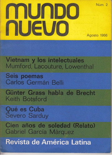 1966 Garcia Marquez 100 Años Soledad Adelanto Mundo Nuevo 0