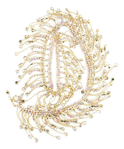 Aplique De Noiva Golden Ab Cai, Strass, Borla, Franja 0