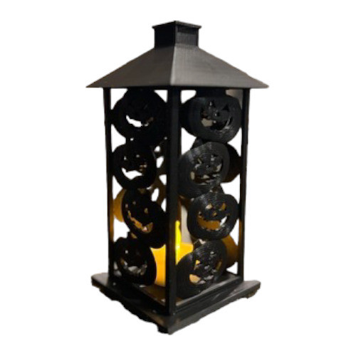 Farol Lámpara Halloween Vector Calabaza Vela A Pila 3d 1