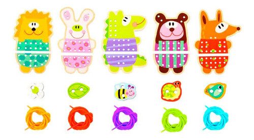 Juego Animales De Cordones Tooky Toy 5 En 1 Universo Binario 1