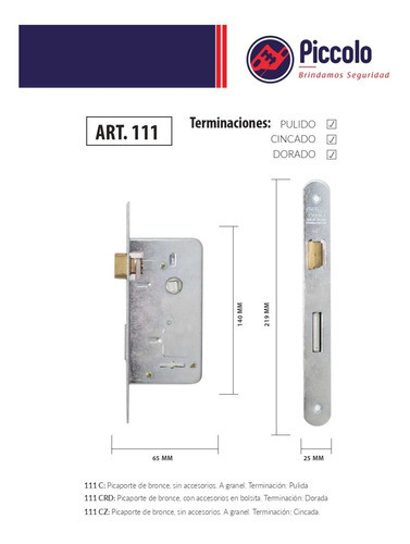 Cerradura Piccolo Doble Paleta 111cr Pulida-similar Prive200 1