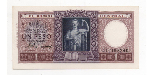 Billete Argentina 1 Peso Moneda Nacional Bottero 1914 Sc 0