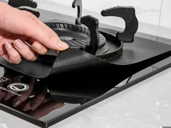 Pack 4 Protectores De Hornallas Para Cocina 27 X 27 Cm Negro 1