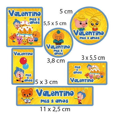 Kit 180 Stickers Plim Plim Y Sus Amigos Troquelado Candy Bar 1