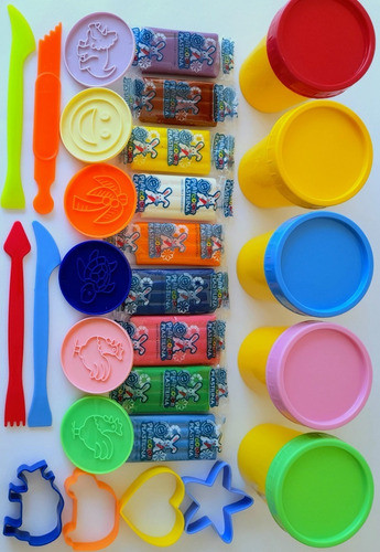 30 Plastilinas 30 Formas +50 Sellos Estecas Potes, Souvenirs 1