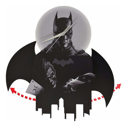 Goodtime Batman Reloj De Pared, Batman Alas Oscilantes, Relo 0