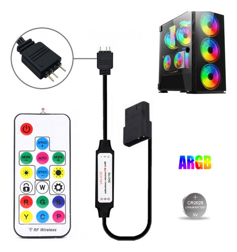 Controladora Argb Cooler Fan 3 Pinos 5v Molex Adaptador Led 0