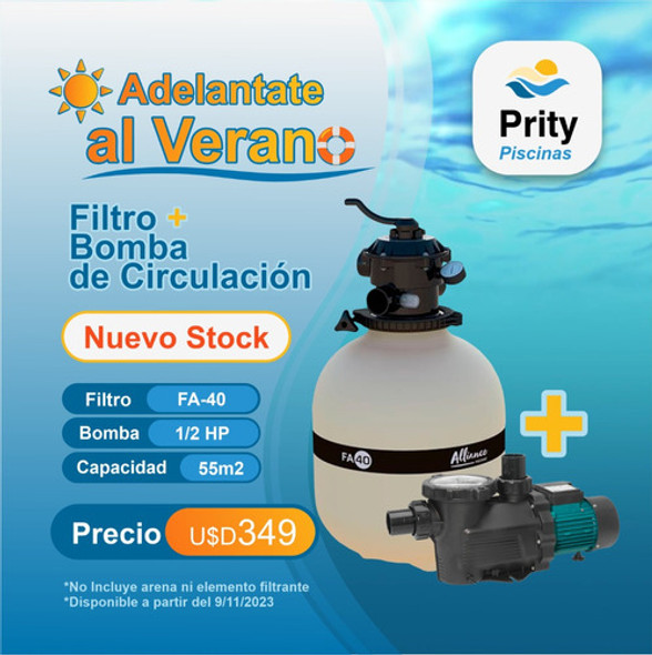 Kit Filtrado Piscina 50 M3 Bomba Circulación + Filtro Arena 1